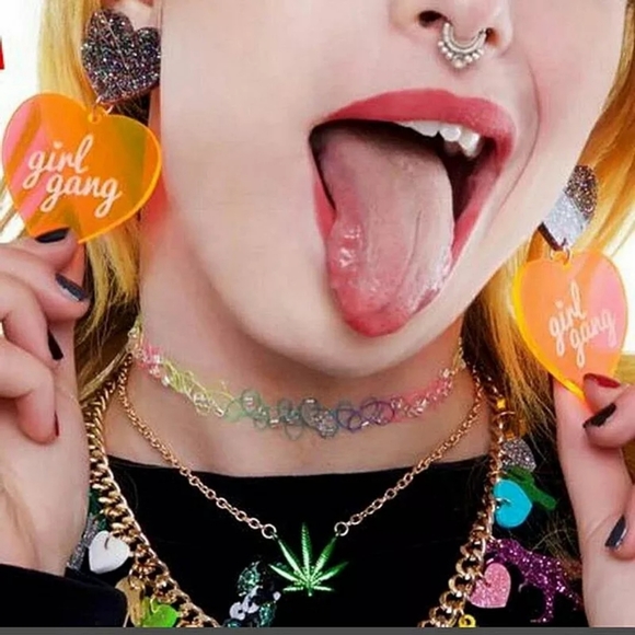 Girl Gang Oversized Glitter Orange Heart Earrings - Picture 4 of 7